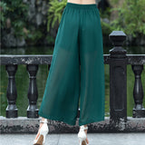 CNY Chiffon Embroidered Split Hem Palazzo Pants
