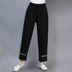 CNY Embroidered Jacquard Elastic Waist Pants