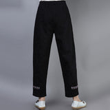 CNY Embroidered Jacquard Elastic Waist Pants
