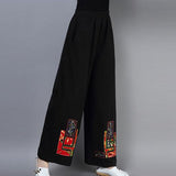 CNY Retro Embroidery Elastic Waist Pants