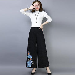 CNY Retro Embroidery Jacquard Pants