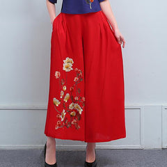 CNY Floral Embroidery Palazzo Pants