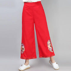 CNY Retro Embroidery Palazzo Pants