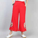 CNY Retro Embroidery Palazzo Pants