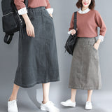 Elastic Waist A-Line Skirt