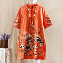 CNY Large Size Ethnic Style Embroidery Tops