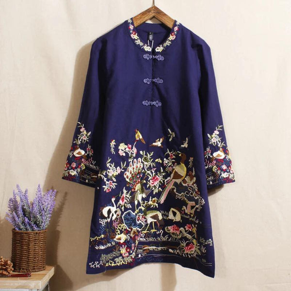 CNY Large Size Ethnic Style Embroidery Tops