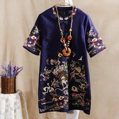 CNY Large Size Ethnic Style Embroidery Tops