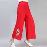 CNY Retro Embroidery Palazzo Pants
