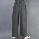 CNY Retro Embroidery Elastic Waist Pants