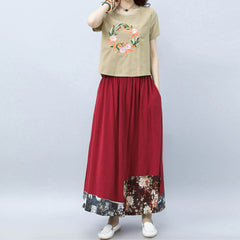 CNY Vintage Embroidered Print A-Line Skirts