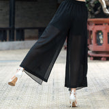 CNY Chiffon Embroidered Split Hem Palazzo Pants