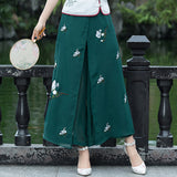 CNY Chiffon Embroidered Split Hem Palazzo Pants