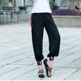 CNY Retro Embroidery Elastic Waist Pants