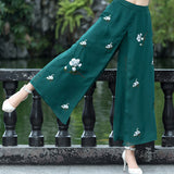 CNY Chiffon Embroidered Split Hem Palazzo Pants