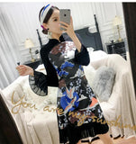 CNY Ethnic Style Embroidered Cheongsam Dress [Pre-Order] Color: Black - Size: S-XL