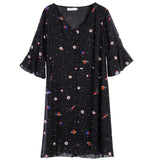 Plus-Size Ruffled Floral Chiffon Dress