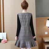Plus-Size V-Neck Plaid Shift Dress