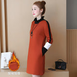 Plus-Size Long Sleeve Shift Dress