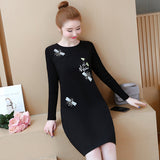 Plus-Size Embroidery Shift Dress
