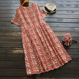 Leaf Printed Midi Dress