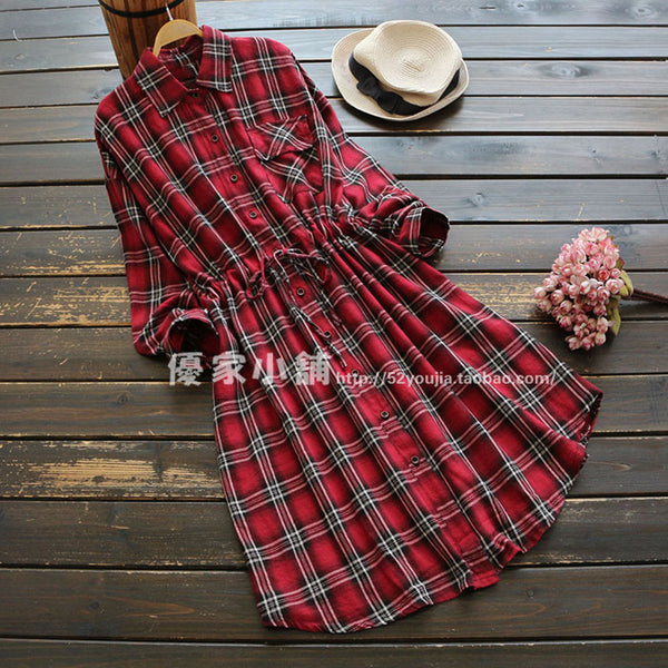 Buttoned Down Lattice Tie Plaid Shirt Dress 575206339237#3936840686154