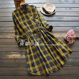Buttoned Down Lattice Tie Plaid Shirt Dress 575206339237#3936840686155