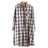Buttoned Down Lattice Tie Plaid Shirt Dress