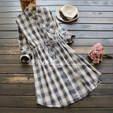 Buttoned Down Lattice Tie Plaid Shirt Dress 575206339237#3936840686156