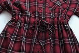 Buttoned Down Lattice Tie Plaid Shirt Dress