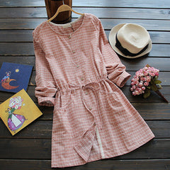 Buttoned Down Plaid Dress