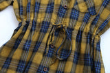 Buttoned Down Lattice Tie Plaid Shirt Dress