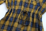 Buttoned Down Lattice Tie Plaid Shirt Dress