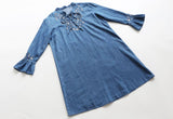 Embroidery Neckline Ruffled Sleeve Dress