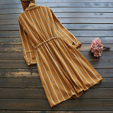 Stripe Lattice Tie Shirt Dress