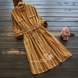 Stripe Lattice Tie Shirt Dress 576280824784#3851149541488