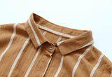 Stripe Lattice Tie Shirt Dress