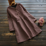 Retro Plaid V-Neck Buttoned Dress