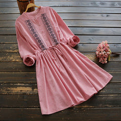Embroidered Lace Midi Dress 