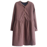 Retro Plaid V-Neck Buttoned Dress