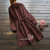 Corduroy Buttoned Down Shirt Dress 578069283653#3993095047405