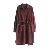 Corduroy Buttoned Down Shirt Dress