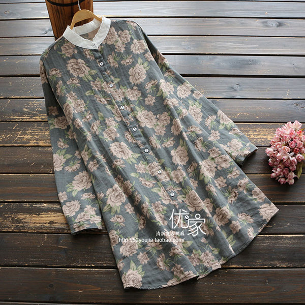 Floral Printed Shirt Dress 578086699783#3854220788449