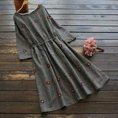 Floral Printed Plaid Dress