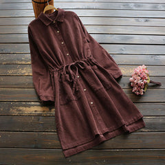 Corduroy Buttoned Down Shirt Dress