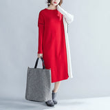 Plus-Size Contrast Knit Dress