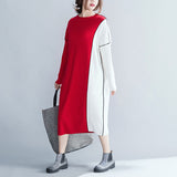 Plus-Size Contrast Knit Dress 579857251244#3853099000715