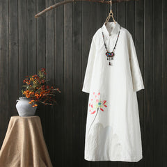 CNY Oversized Floral Embroidered Dress [Pre-Order] Color: White - Size: L-XL 579884246788#3858033561458 579884246788#3858033561457