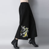 CNY Retro Embroidered Elastic Waist Palazzo Pants