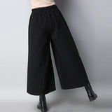 CNY Retro Embroidered Elastic Waist Palazzo Pants